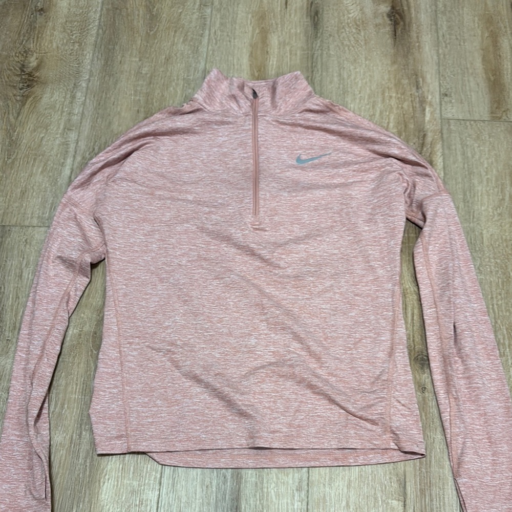 Nike Pink Fitted Long Sleeve Zippered Tee